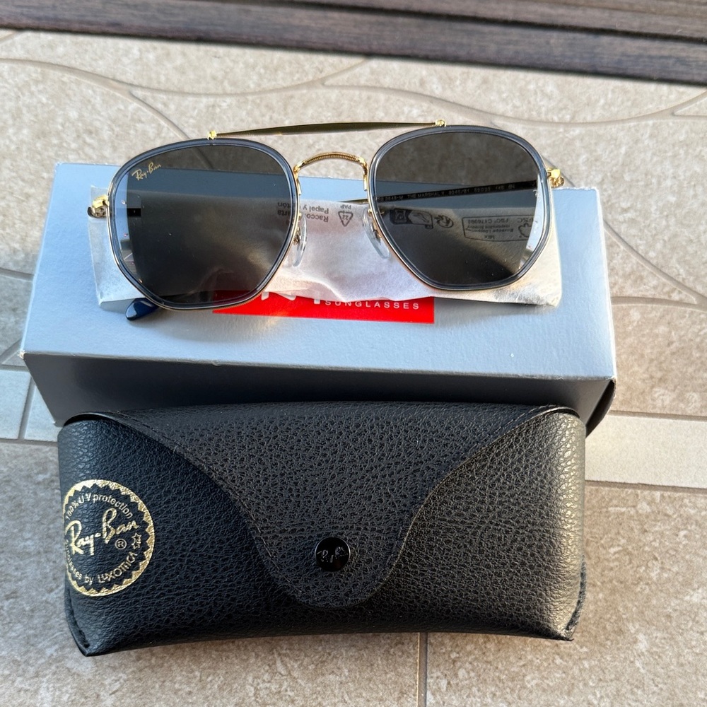 Ray-Ban Dark Grey and Gold Marshall II Sunglasses